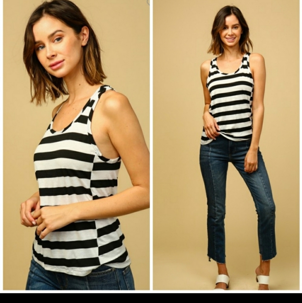 Striped Tank Top Black White Stripes Summer